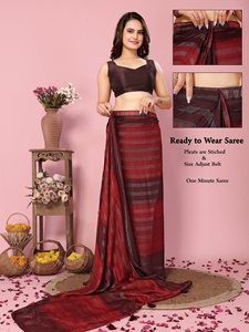 Prêt-à-porter Saree indien et pakistanais en soie pour adultes By Fatema Fashion - Product Image 4
