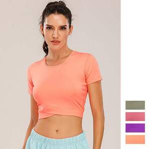 2027 Sexy Plus Size Breathable Women's High <b>Support</b> Bodycon Ribbed Plain Simple Style Fitness <b>Crop</b> <b>Top</b> - Product Image 4