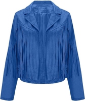 Chaqueta de Invierno Acolchada para Mujer, Estilo Vaquero Occidental, de Alta Calidad, Transpirable, Resistente al Viento, con Flecos, de Cuero Genuino y Pana