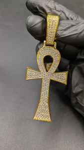 GRA Certified VVS Moissanite Diamond Iced Out <b>Cross</b> Pendant Necklace In Yellow Gold Plated 925 Silver Hip Hop Pendant For <b>Men</b> - Product Image 4