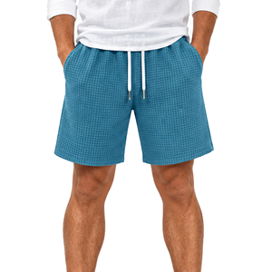 Wholesale <b>Mens</b> Waffle Knit <b>Shorts</b> Premium Casual <b>Lounge</b> <b>Shorts</b> Elastic Waist Drawstring Gym Workout Training Fitness Sportswear - Product Image 1