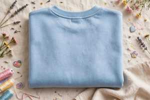 Sudadera de Mujer, Cuello Redondo, Azul Claro, Oversize, 100% Algodón, con Bordado de la Letra Brave Grow - Product Image 2