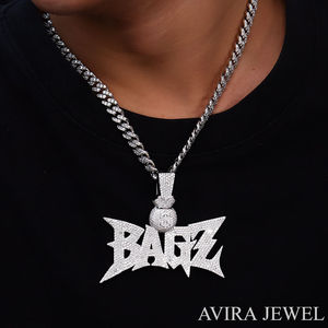 จี้ห้อยคอแบบยูนิเซ็กซ์สำหรับงานปาร์ตี้ ประดับเพชรโมอิสซาไนต์แท้จาก IDGL พร้อมกระดาษรับรอง ตัวจี้ทำจากเงินแท้ 925 ชุบทองคำสีกุหลาบ สไตล์ฮิปฮอป - Product Image 4