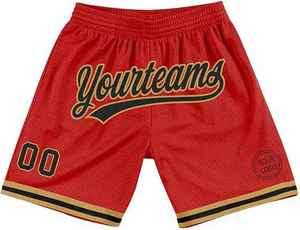 <b>Red</b> Striped <b>Men's</b> Basketball <b>Shorts</b> With Custom Name And Number Elastic Waist Breathable Casual Sport Wear - Product Image 5