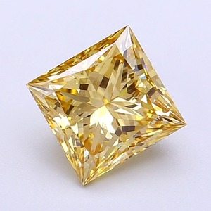 Diamant Princesse Jaune Intense Fantaisie 2,03 carats, clarté VVS2, finition EX, CVD, pierre cultivée en laboratoire, pierre précieuse jaune étincelante pour bijoux - Product Image 3