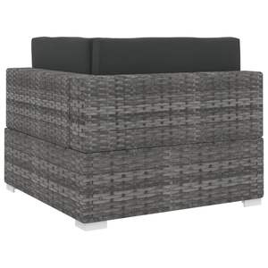 Silla de esquina seccional gris de ratán polivinílico con cojines Muebles de patio - Product Image 4