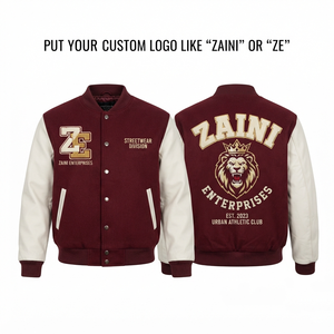 Blouson d'hiver pour homme en mélange de laine 420 GSM, coupe bomber, coupe-vent, avec capuche, bordeaux, pour empiècements et logo brodé en chenille personnalisé - Product Image 1