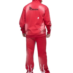 Survêtement pour homme en coton décontracté à capuche, effet délavé, qualité supérieure, idéal pour l'hiver - Fabriqué en usine, prix raisonnable - Product Image 2