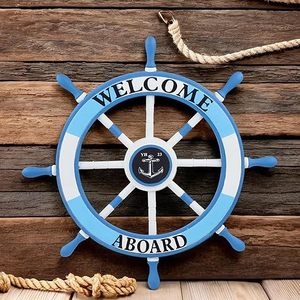Wooden Nautical Ship Steering Wheel <b>Wall</b> <b>Decor</b> Beach Style Rudder Hanging for Home - Product Image 6