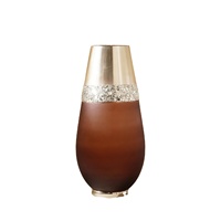 Nouveauté I K IK-FV-1006 Vase de table en laiton moderne, forme irrégulière, embellissement métallique bicolore unique, fait main