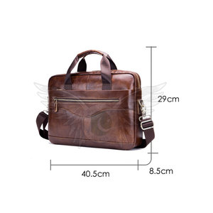 Sac à ordinateur portable décontracté en cuir véritable avec plusieurs compartiments de rangement pour les voyages d'affaires et le stockage d'appareils - Product Image 3