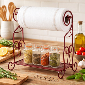 Metal <b>Kitchen</b> Paper Towel and Spice <b>Rack</b> Organizer Multifunctional Standing <b>Storage</b> - Product Image 4