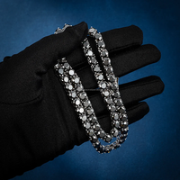 2024 Hot Luxury Hip Hop Bling Ice Out 6.5mm Single Row Black Moissanite Diamond Tennis Chain Collier en argent 925