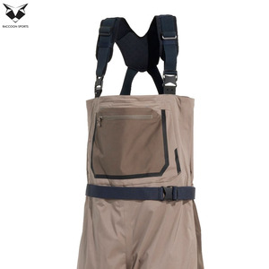Pantalons de pêche ajustables marron à poitrine droite, 100 % imperméables, avec pieds intégrés, respirants, écologiques, pour la chasse en extérieur - Product Image 4