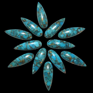 Turquesa azul cobre, cabujón largo en forma de pera, piedra preciosa suelta para la fabricación de joyas - Product Image 1