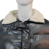Blouson d'hiver matelassé brillant unisexe personnalisé avec logo, col et poignets en sherpa, veste bomber courte chaude, vente en gros