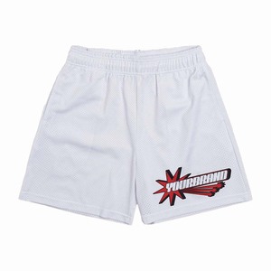 Women polyester mesh <b>shorts</b> 140 GSM breathable white <b>black</b> graphic print elastic <b>waist</b> custom screen print logo women's <b>shorts</b> - Product Image 4