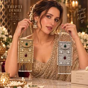 Luxury Metallic Filigree Hard Case Sling <b>Clutch</b> with <b>Pearl</b> Beading and Gemstone Accents Metal Minaudiere Bags - Product Image 2