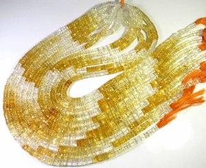 Cuentas de Citrino Natural Multicolor Amarillo Heishi de 6.5mm, Corte Facetado, Hilo de 16 Pulgadas, Alta Calidad, Perforadas al Centro, Pulidas para Joyería - Product Image 6