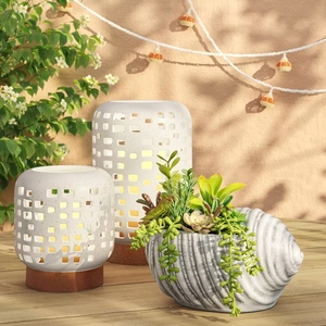 Luxury design lantern iron candle holder with mango wooden base decorative outdoor candle holder offers customizations <b>white</b> - Product Image 5