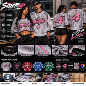 Unisex American Football Jersey Long Sleeve Crop <b>Top</b> Sporty Number <b>Mesh</b> Cropped Y2K 90s V Neck Printed Graphic Streetwear Tee - Product Image 5