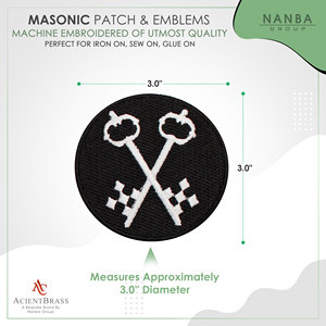 Embroidered Patch Masonic Crossed Keys Embroidered Sew / Iron on Patch Badge  - Product Image 3