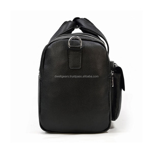Sac de voyage en toile avec garniture en cuir, sac de week-end vintage, logo personnalisé, fournisseur OEM, marque privée, vente en gros - Product Image 3