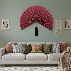 Ventilateur mural en bambou rose – Décoration murale bohème naturelle faite à la main – Fabricant vietnamien - Product Image 6