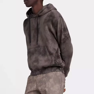 Sweat à capuche marron délavé personnalisé pour homme, coupe décontractée, avec cordon de serrage, poche kangourou, style vintage et décontracté - Product Image 3