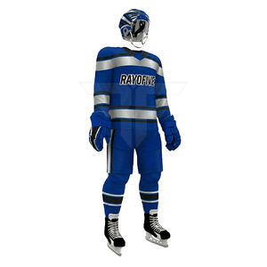 Maillot de hockey sur glace personnalisé avec logo imprimé, vêtements d'équipe de hockey sur glace, maillot de hockey sur glace à séchage rapide, designs de maillots de hockey sur glace bleus - Product Image 2