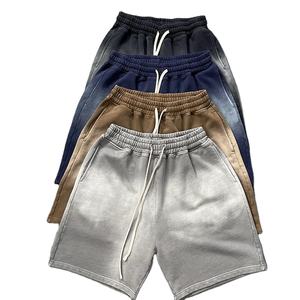 Wholesale Custom Logo Casual Sports Cotton Summer Embroidery Rhinestone Sun Faded Acid Wash <b>Shorts</b> for <b>men</b> - Product Image 2