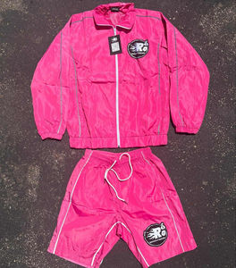 ชุดกันลมสำหรับผู้ชาย ผ้าโพลีเอสเตอร์ ไนลอน เสื้อแจ็คเก็ตซิปและกางเกงขาสั้น ชุดสองชิ้น - Product Image 4