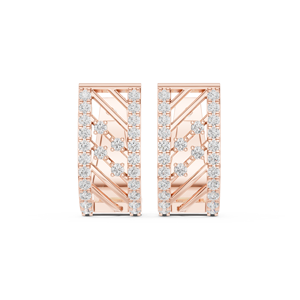 Boucles d'oreilles créoles Bali en argent sterling 925 plaqué or rose 18 carats avec double rangée de zircons ronds, bijoux chics et tendance pour femmes - Product Image 2
