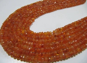 Cuentas de cornalina naranja natural facetadas en forma de rondel de 4-5 mm, hebra de piedras preciosas de 13 pulgadas de largo, procedentes de Rajasthan. - Product Image 6