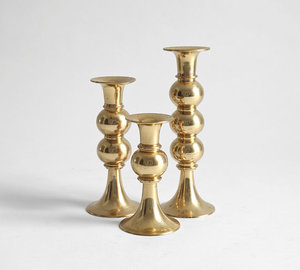 Porte-bougie vintage en laiton de style Mid-Century, lot de 3, couleur or, en métal. - Product Image 1