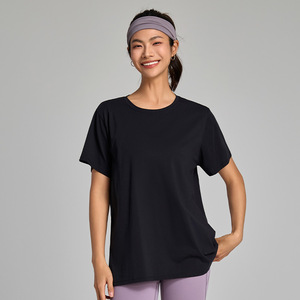 Camiseta de Mujer He She Wears, Color Gris Oscuro, Cuello Redondo, Manga Corta, Corte Holgado, 100% Algodón Jersey, Casual, Transpirable, Bordada, para Primavera - Product Image 6