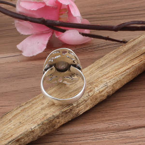 Anillo de Labradorita Azul Fuego Natural al por Mayor, Anillo de Plata de Ley 925, Anillo Clásico de Boda para Mujer, Anillo llamativo - Product Image 3