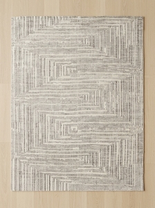 Alfombra Moderna Geométrica Hecha a Mano |   Alfombra Texturizada Gris Marfil Contemporánea para Sala de Estar e Interiores de Hotel - Product Image 6