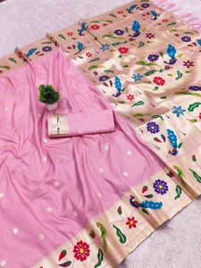 Sari en soie haut de gamme avec broderie Meenakari pour les mariages et les festivals, provenant d'un fournisseur et exportateur indien. - Product Image 2