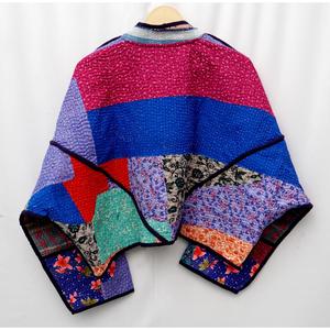 ART&ART Premium Women's Cotton Kantha <b>Jacket</b> <b>Short</b> Eco-Friendly Vintage Pattern Logo Open Stitch Closure Handmade - Product Image 4