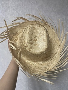 Vietnam Custom Logo Large Wide Brim Striped <b>Straw</b> <b>Hat</b> Fringe 100cm Business Casual Ski Daily Outdoor Party Use Accessories - Product Image 1