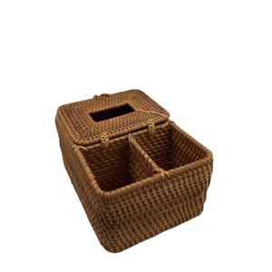 Nuevo artículo, contenedor ecológico de estilo bohemio de ratán Natural, 3 compartimentos, sirve para servilletas, utensilios de cocina, mesa de comedor - Product Image 1