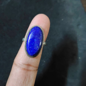 แหวนพลอยลาพิส ลาซูลีธรรมชาติ แหวนเงินแท้ 925 ทำมือ สำหรับเด็กหญิงและสตรี - Product Image 5