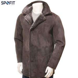 <b>Men's</b> Sherpa Lined Winter Jacket Faux Leather Regular Fit Button Front Collar <b>Coat</b> for Outdoor Wear - Product Image 5