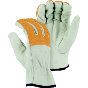 Cowhide Grain Leather Reflective Anti-Slip Adjustable Wristlet Safety <b>Gloves</b> Soft Comfortable Heavy Duty Industrial Work - Product Image 2