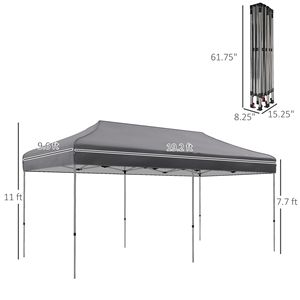 "19.2FT X 9.6FT PVC <b>Canopy</b> <b>Tent</b> with Adjustable Height & Wheeled Carry Bag-Gray" - Product Image 3