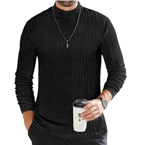 Mock Neck Plain Blank Knit Slim Fit <b>Sweater</b> Jacquard Thermal Knit <b>Sweater</b> Sweatshirts Blank Maroon Color Sweatshirts Breathable - Product Image 3