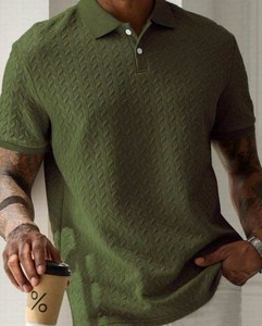 Chemise Homme Tricotée à Manches Courtes avec Logo Personnalisé sur le Devant, Texture Unie, Col Golf, Polyester/Coton, Séchage Rapide - Product Image 4