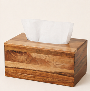 Boîte à mouchoirs rectangulaire en bois d'acacia de qualité supérieure, faite à la main, en bois massif, pour la maison, l'hôtel et le bureau, écologique - Product Image 3
