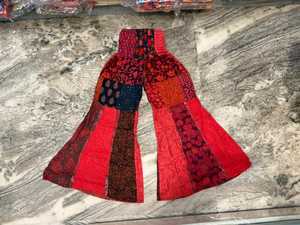 Pantalons palazzo faits à la main, respirants et en patchwork |   Pantalon en coton à taille haute et jambes larges, style bohème hippie pour l'été - Product Image 1